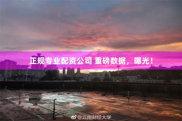 正规专业配资公司 重磅数据，曝光！