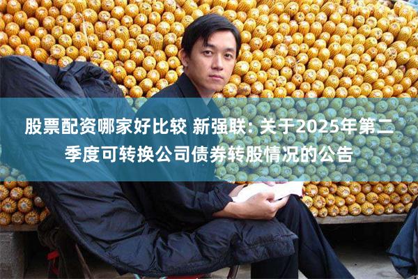 股票配资哪家好比较 新强联: 关于2025年第二季度可转换公司债券转股情况的公告