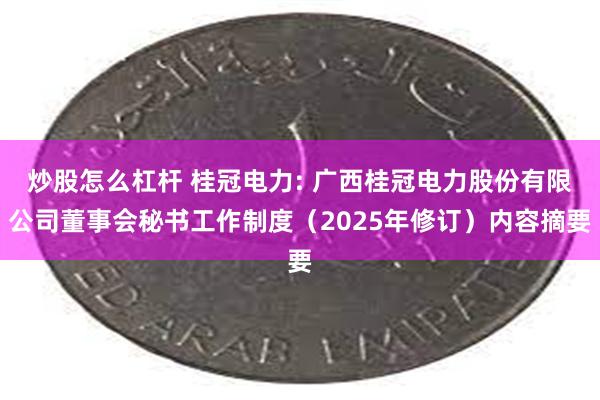 炒股怎么杠杆 桂冠电力: 广西桂冠电力股份有限公司董事会秘书工作制度（2025年修订）内容摘要