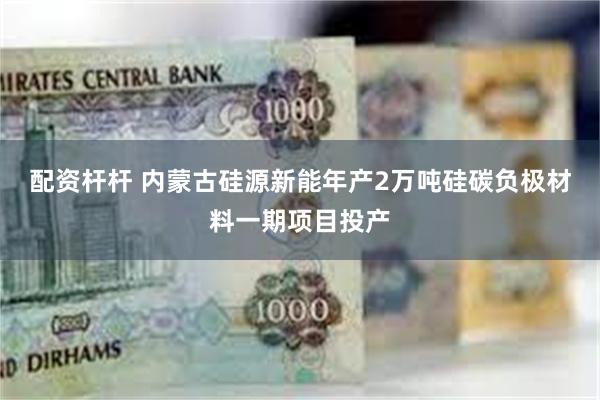 配资杆杆 内蒙古硅源新能年产2万吨硅碳负极材料一期项目投产